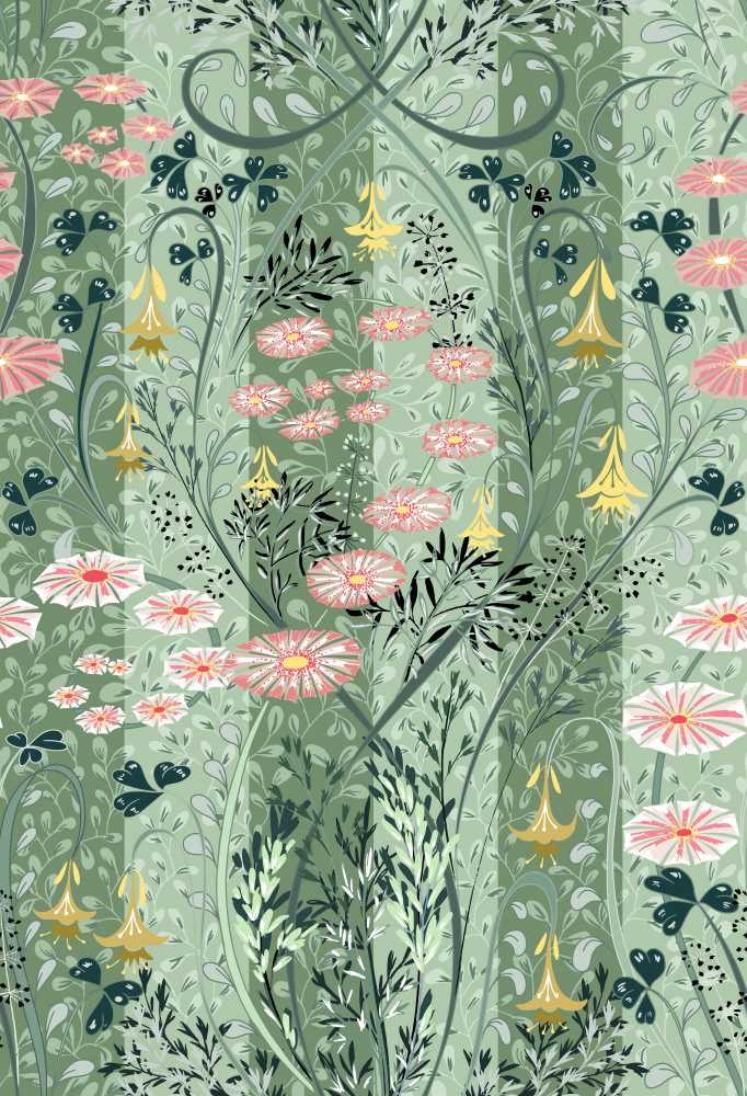 Meadow scent sage green pattern — artwork by Annick