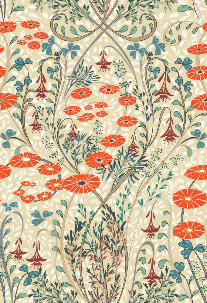 Meadow scent vintage pattern — artwork by Annick