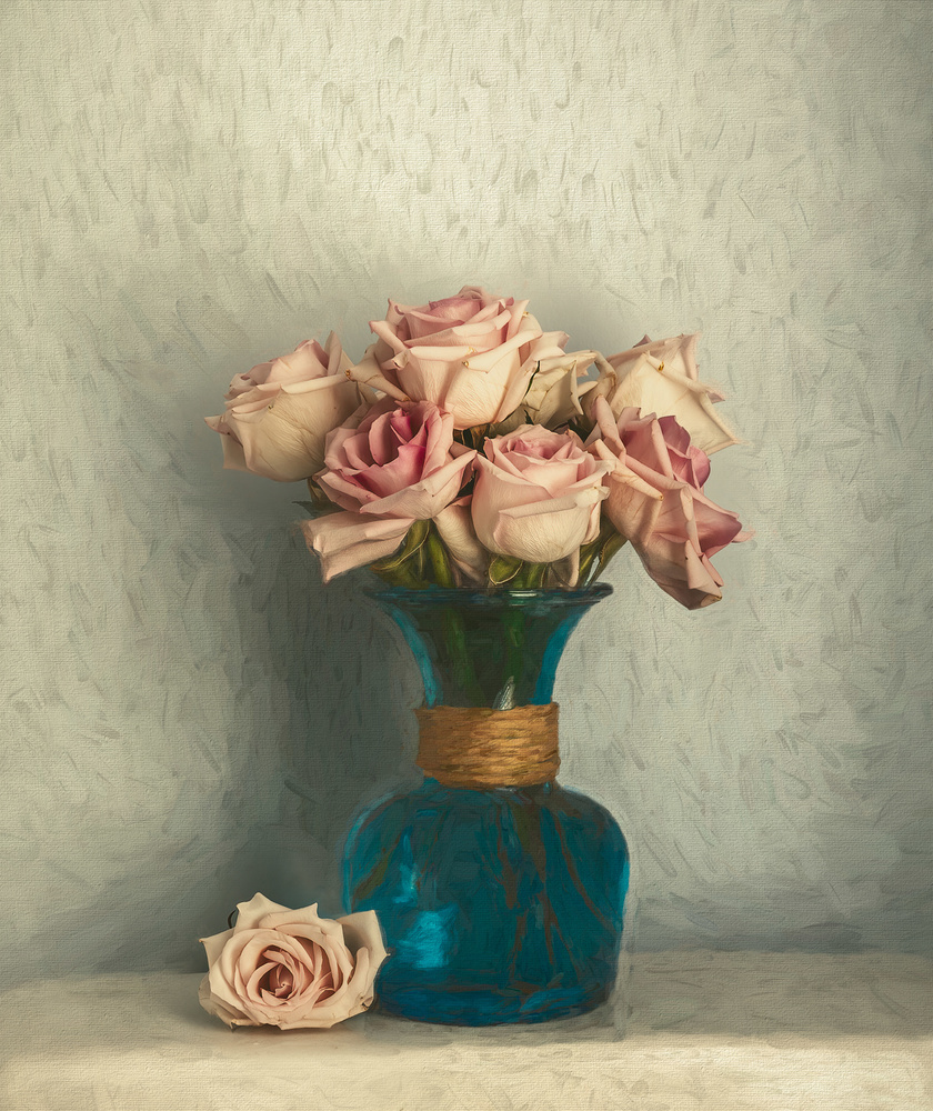 Soft Pink Roses Still Life — artwork by May G