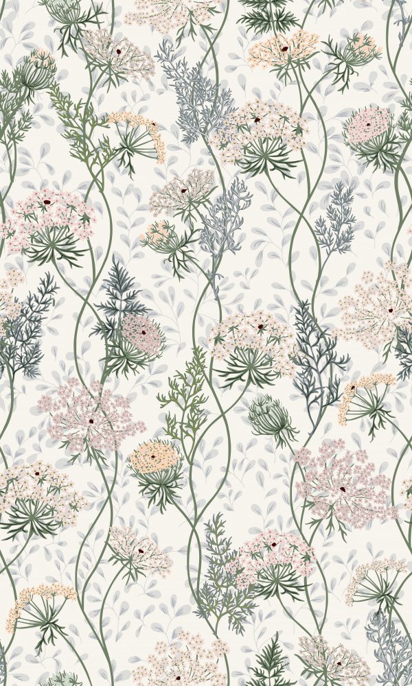 Wildflower meadow Queen Anne's lace cream white pattern — artwork by Annick